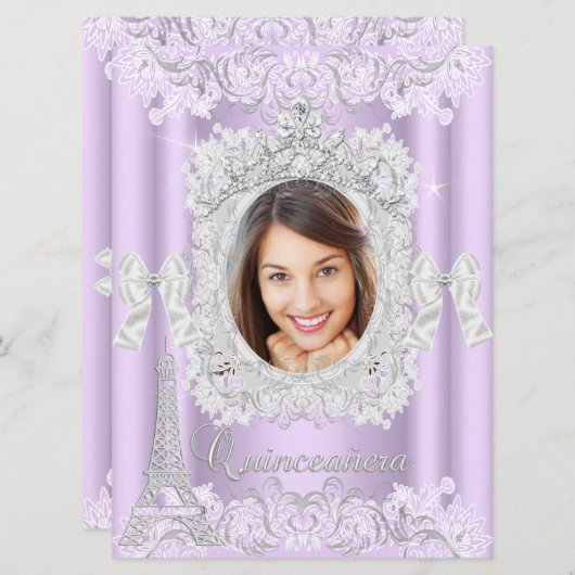 Princess Quinceanera Paars Lace Foto groot Kaart (Voorkant / Achterkant)