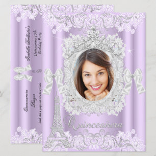 Princess Quinceanera Paars Lace Foto groot Kaart