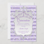 Princess Quinceanera paars lila diamantzilver Kaart (Voorkant)