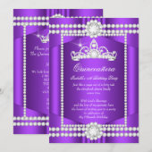Princess Quinceanera Paars White Diamond Tiara Kaart (Voorkant / Achterkant)