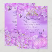 Princess Quinceanera paarse roze bloemjurk Kaart (Voorkant / Achterkant)