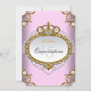 Princess Quinceanera Party Pink Gold White Kaart