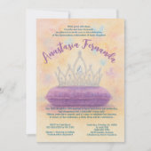 Princess Quinceañera Pastel Waterverf Crown Kaart (Voorkant)