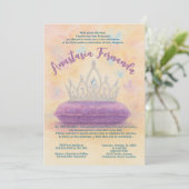 Princess Quinceañera Pastel Waterverf Crown Kaart (Staand voorkant)