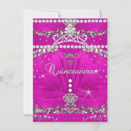 Princess Quinceanera Pink Bejeweled Dress Kaart (Voorkant)