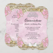 Princess Quinceanera Pink Gold Birthday Tiara Kaart (Voorkant / Achterkant)