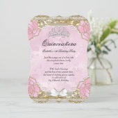 Princess Quinceanera Pink Gold Birthday Tiara Kaart (Staand voorkant)