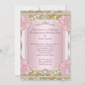 Princess Quinceanera Pink Gold Diamond Tiara Kaart (Achterkant)