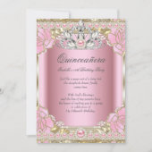 Princess Quinceanera Pink Pearl Birthday Party Kaart (Voorkant)