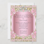 Princess Quinceanera Pink Pearl Birthday Party Kaart (Achterkant)