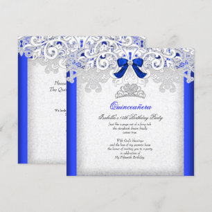 Princess Quinceanera Royal Blue 15th Birthday 2 Kaart