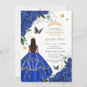 Princess Quinceañera Royal Blue Rozen Jurk Gold Kaart (Voorkant)