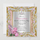Princess Quinceanera Silver Pink Rose Gold Kaart (Voorkant)