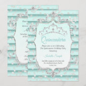 Princess Quinceanera soft blauwgroen blue diamant Kaart (Voorkant / Achterkant)