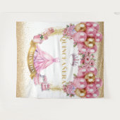 Princess Quinceañera Tapestry Gold Tiara Glam Wandkleed (Voorkant (horizontaal))