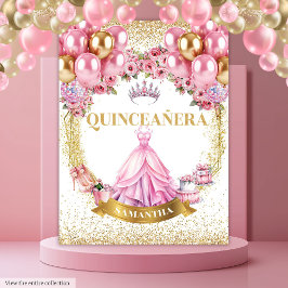 Princess Quinceañera Tapestry Gold Tiara Glam Wandkleed