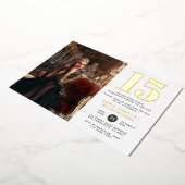 Princess Quinceañera Verjaardag Rood & Goud Folie Uitnodiging (Gedraaid)