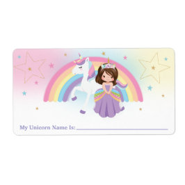 Princess Rainbow Unicorn Mijn Unicorn-naam Sticker