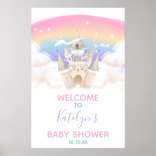 Princess Rainbow Welcome Sign. Poster (Voorkant)