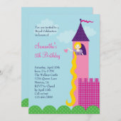 Princess Rapunzel Birthday Party Invitation Kaart (Voorkant / Achterkant)