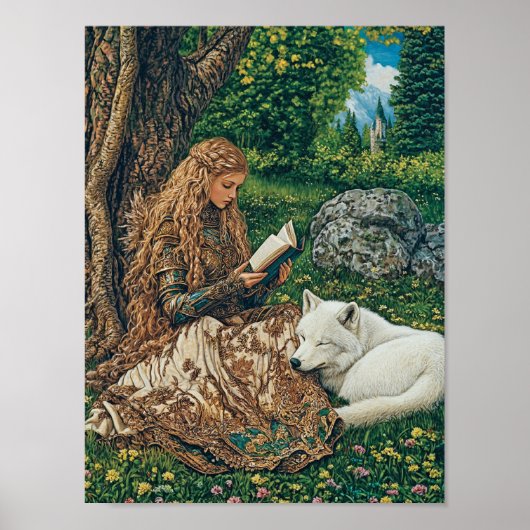 Princess Reading beroemd gemaakt door The Wolf Pet Poster (Voorkant)