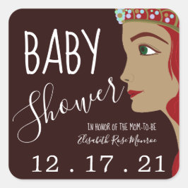 Princess Red Baby shower bespaart de datum Vierkante Sticker
