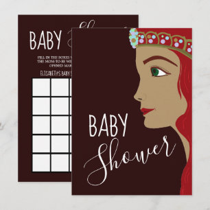 Princess Red Baby shower Bingo Kaart