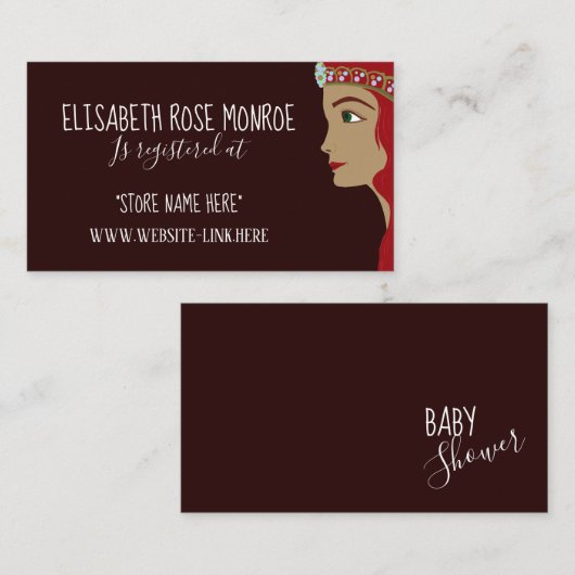 Princess Red Baby shower Gift Registry Informatiekaartje (Voorkant / Achterkant)