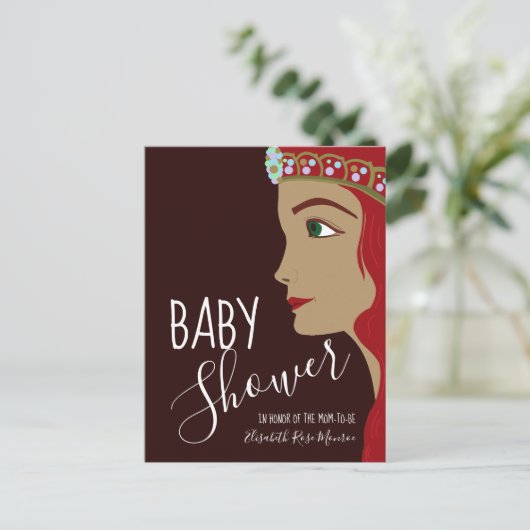 Princess Red Baby shower Invitation Uitnodiging Briefkaart (Staand voorkant)