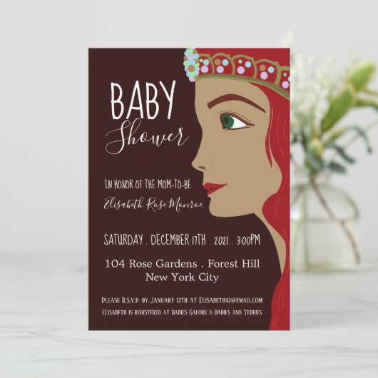 Princess Red Baby shower Kaart (Staand voorkant)