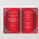 Princess Red Quinceanera Foto Silver Tiara Kaart (Achterkant)