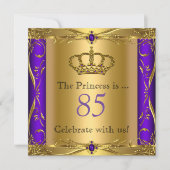 Princess Regal Paars Gold 85th Birthday Party Kaart (Voorkant)
