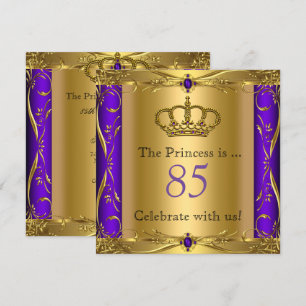 Princess Regal Paars Gold 85th Birthday Party Kaart