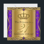 Princess Regal Paars Leopard 21st Birthday Party Kaart<br><div class="desc">Koningin of Koning Princess Royal,  Paars Gold Leopard Elite 21st Birthday Party. Gold Royal Regal Paars. Elegant Birthday Party  Gold. Elegant Birthday Invitation Party for Men and women.</div>