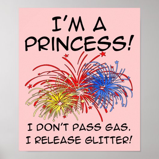 Princess Release Glitter Funny Poster Sign. (Voorkant)