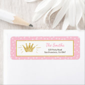 Princess Return Address Label Pink Gold Crown Girl (Insitu)