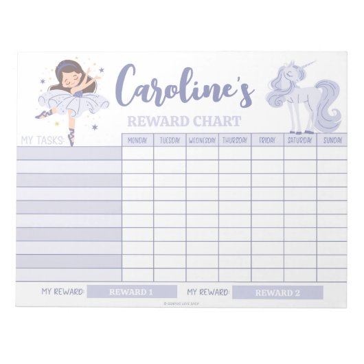 Princess Reward Chart Gepersonaliseerde Naam Taak Notitieblok (Voorkant)