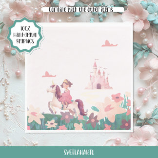 Princess Riding Unicorn Paper Napkins Servet