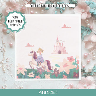 Princess Riding Unicorn Paper Napkins Servet