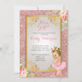 Princess Roos Gold Baby shower Invite Kaart (Voorkant)