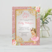 Princess Roos Gold Baby shower Invite Kaart (Staand voorkant)