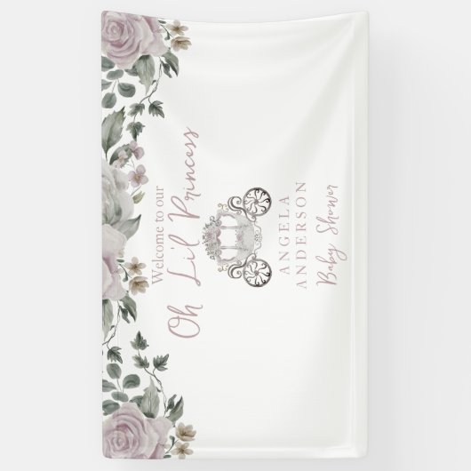 Princess Roos Gold Baby shower Welkom Spandoek (Verticaal)