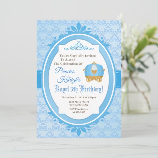 Princess Royal Ball Verjaardag Uitnodiging Carriag (Staand voorkant)