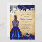 Princess Royal Blue Butterfly Quinceañera Kaart (Voorkant)