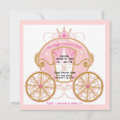 Princess Royal Carriage Pink 1st Birthday Party Kaart (Achterkant)