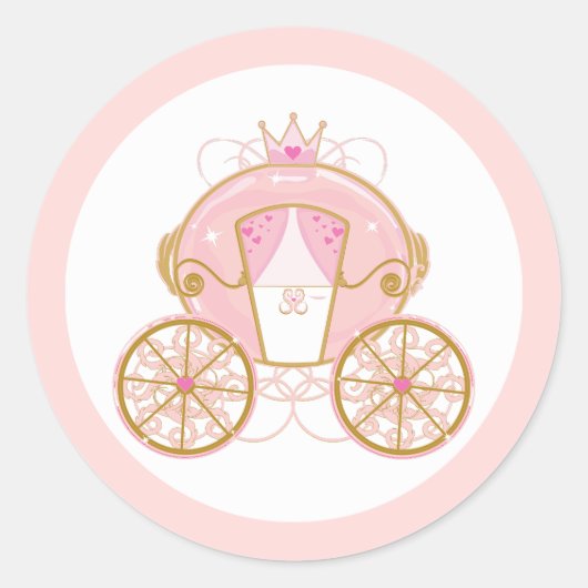Princess Royal Carriage Pink & Gold Birthday Party Ronde Sticker (Voorkant)
