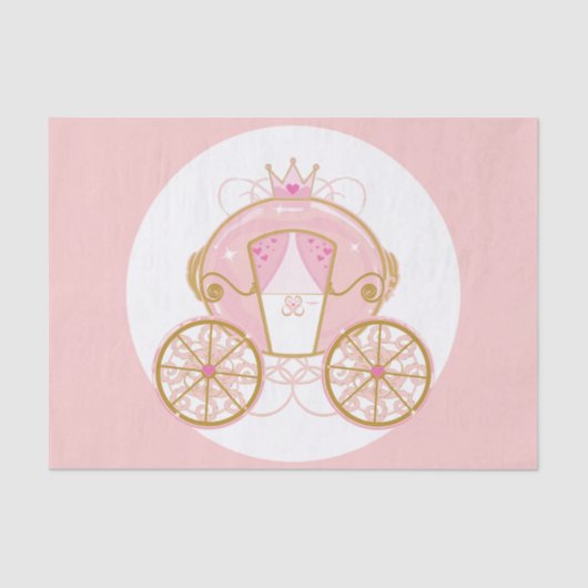 Princess Royal Carriage Pink & Gold Birthday Party Tissuepapier (Voorkant)