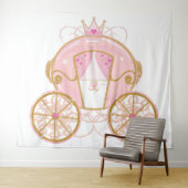 Princess Royal Carriage Pink & Gold Party Backdrop Wandkleed (In Situ (horizontaal))