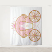 Princess Royal Carriage Pink & Gold Party Backdrop Wandkleed (Voorkant)