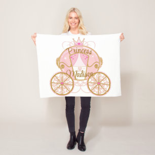 Princess Royal Carriage Pink & Gold Personalized Fleece Deken